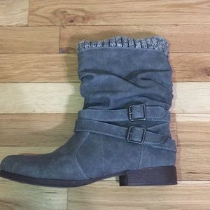 Gray ankle boots